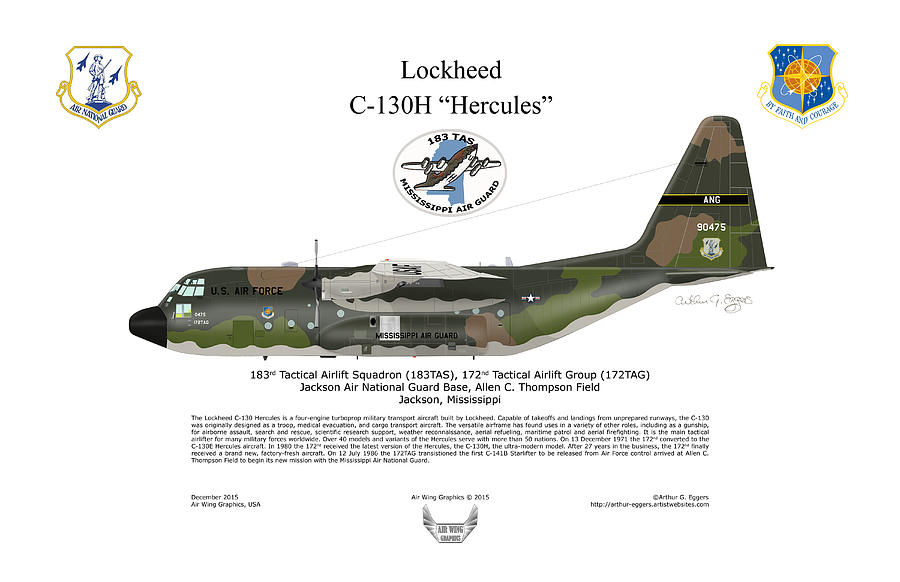 Lockheed C-130H Hercules 183rd Digital Art by Arthur Eggers