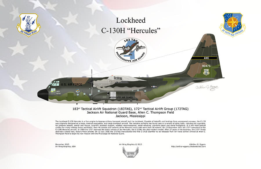 Lockheed C-130H Mississippi ANG Digital Art by Arthur Eggers