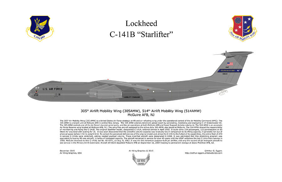 Lockheed C-141A Starlifter 305AMW Digital Art by Arthur Eggers