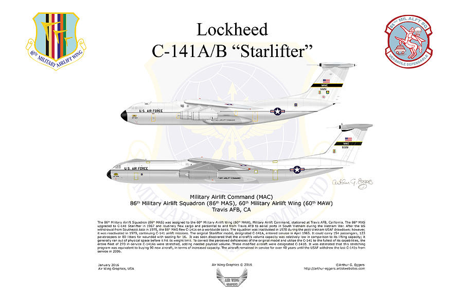 Lockheed C-141AB Starlifter Digital Art by Arthur Eggers
