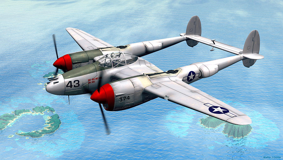 Lockheed Digital Art - Lockheed P-38 Lightning by Walter Colvin