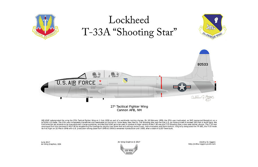 Lockheed T-33A Shooting Star Digital Art by Arthur Eggers