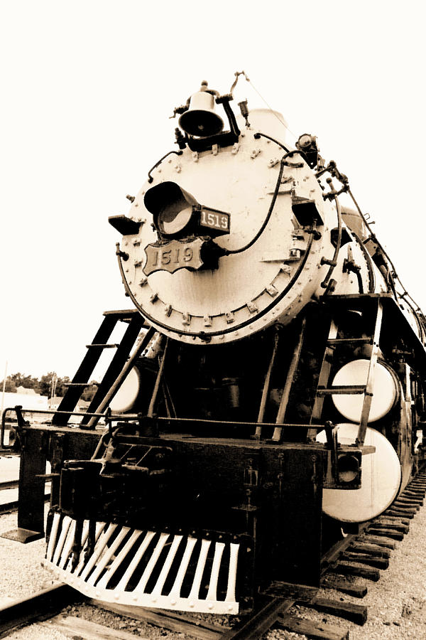 Locomotive 1519 - Vintage Water Paper 02 - BW Photograph by Pamela Critchlow
