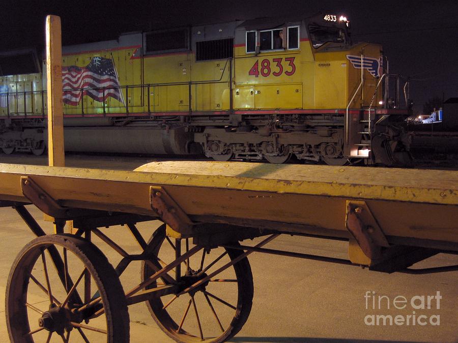 Locomotive and Baggage Cart Photograph by James B Toy