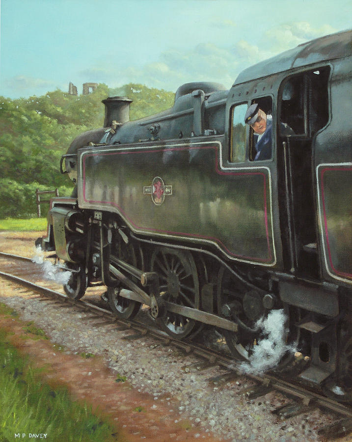 Train Painting - Locomotive At Swanage Railway by Martin Davey