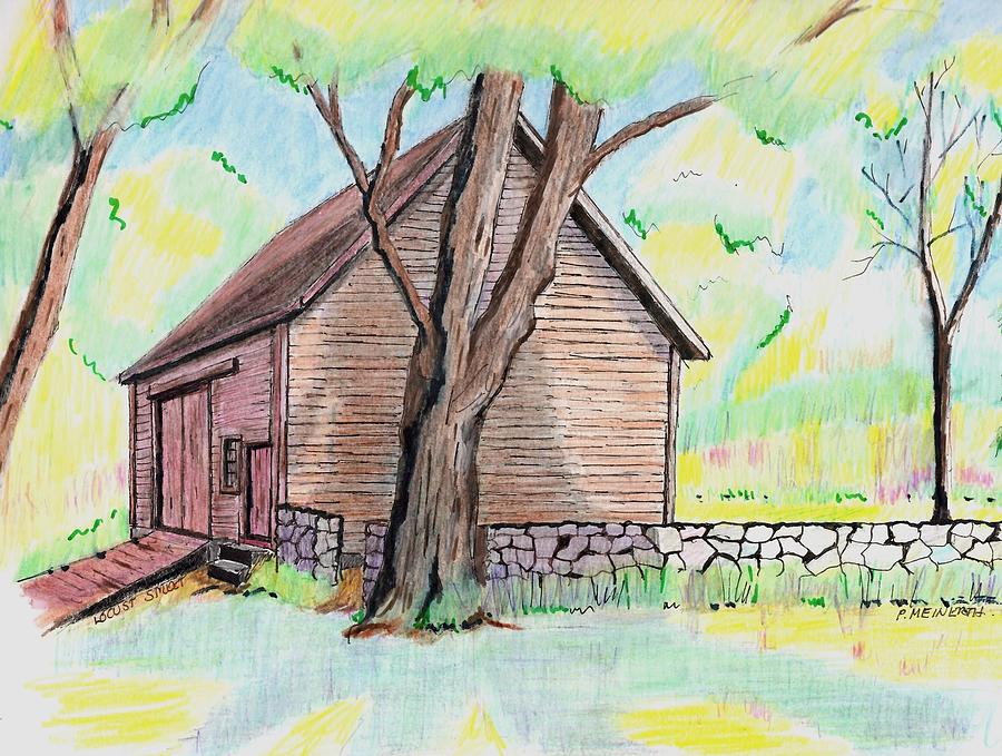 Locust Street Old Barn Drawing by Paul Meinerth