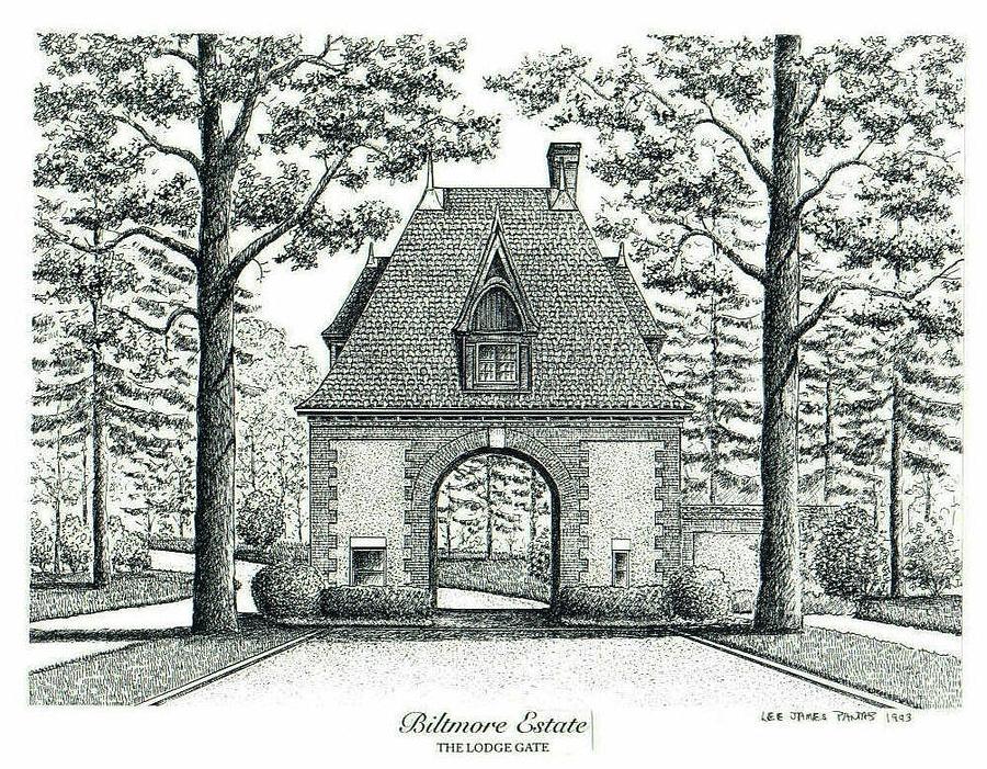 Biltmore Estate Drawing - Lodge Gate at Biltmore Estate by Lee Pantas Biltmore Estate Drawing - Lodge Gate at Biltmore Estate by Lee Pantas