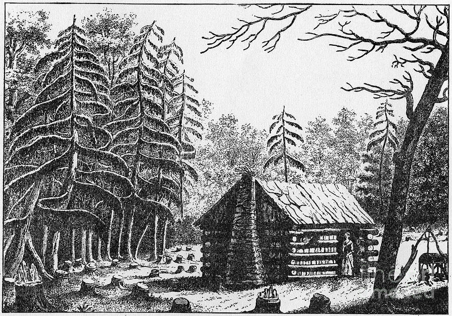 Tree Photograph - Log Cabin, 1826 by Granger