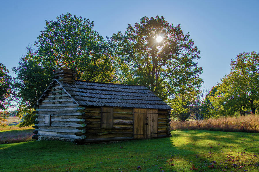 Log Cabin in Autumn at Valley Forge Photograph by Bill Cannon