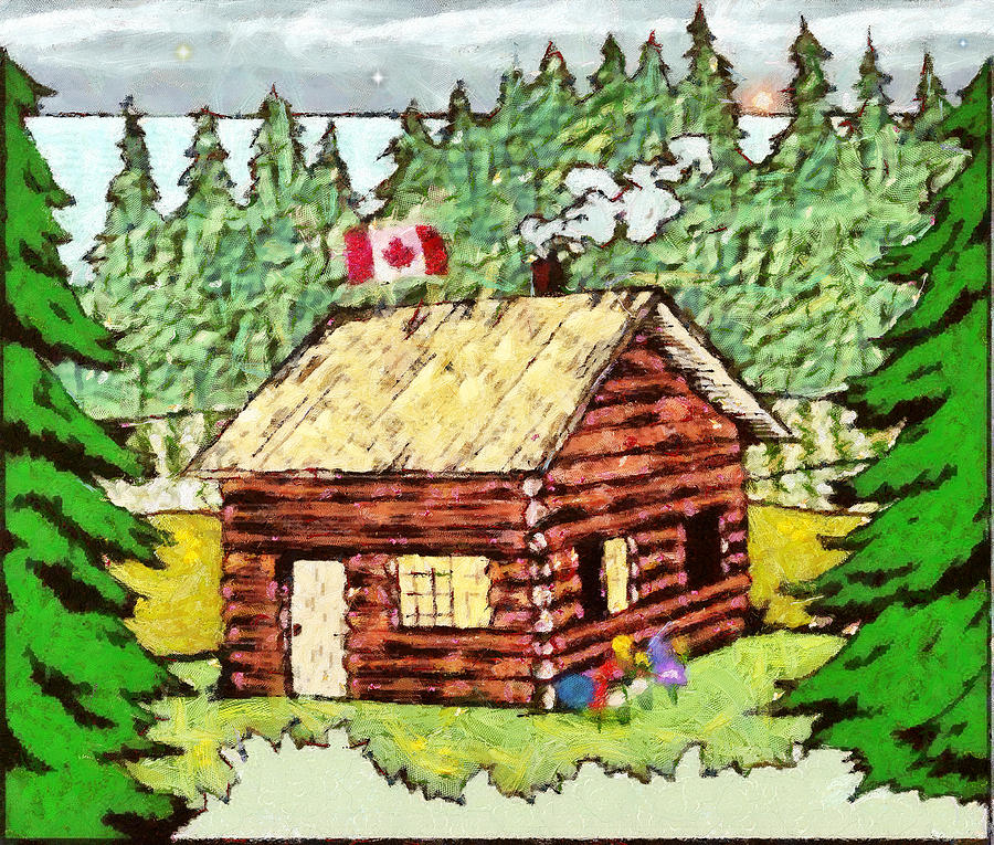 Log Cabin In The Canadian Woods Digital Art By Mario Carini