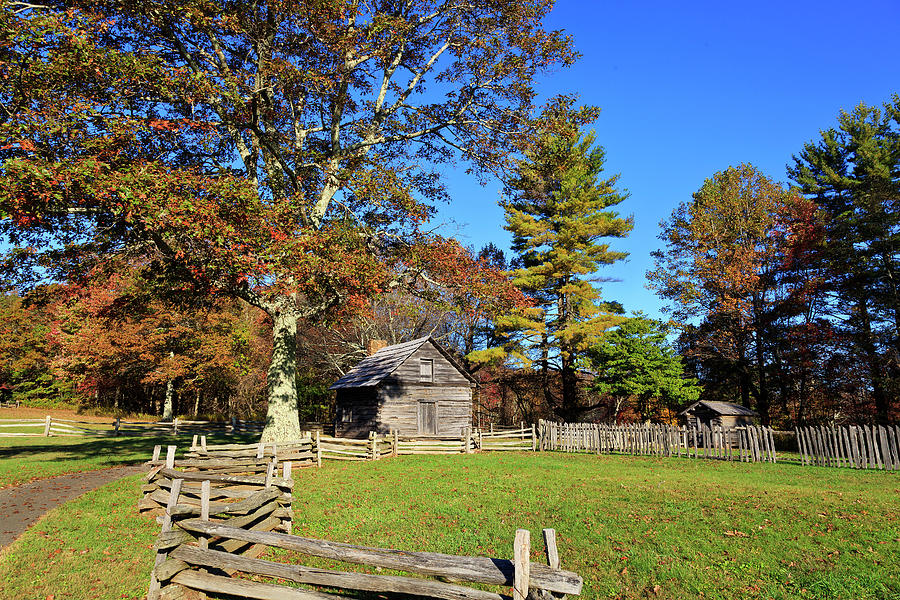 Log Cabin In The Fall Photograph