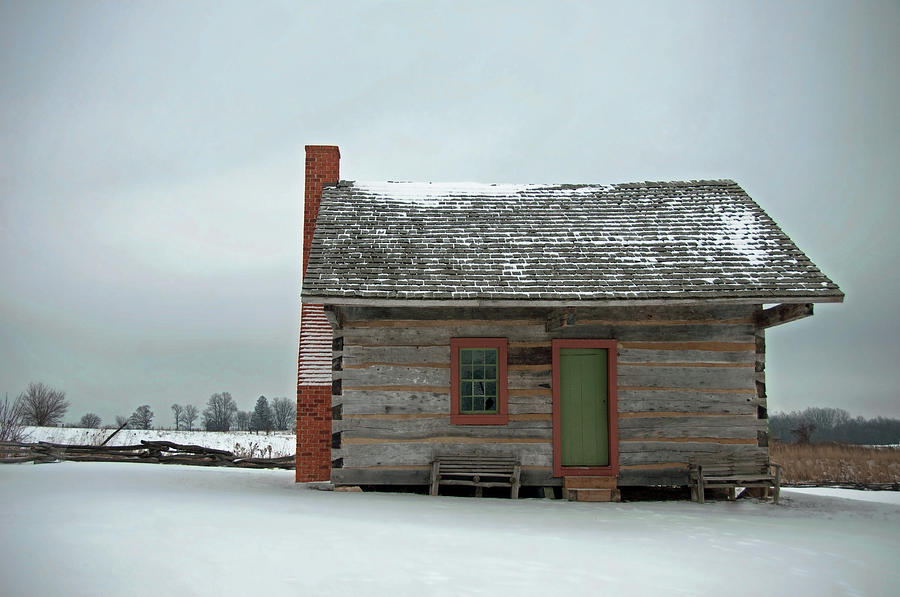 Log Cabin in the Snow Photograph by David Arment