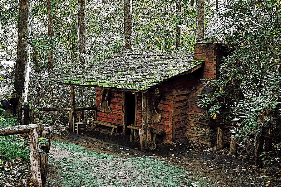 Cabin Photograph - Log Cabin in the Woods by James Fowler