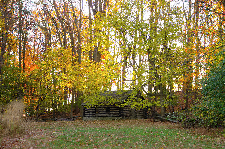 Log Cabin in Valley Forge - Autumn Photograph by Bill Cannon