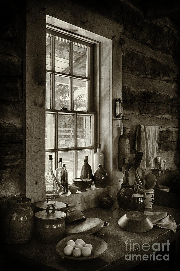 Log Cabin Kitchen Photograph by Priscilla Burgers