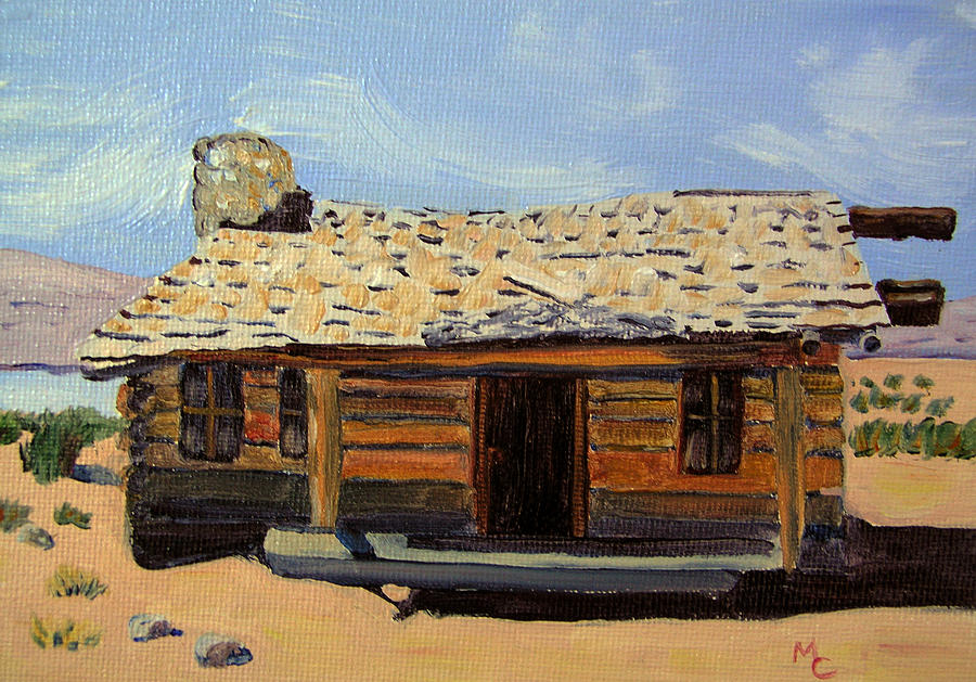 Log Cabin New Mexico Painting by Mary Capriole