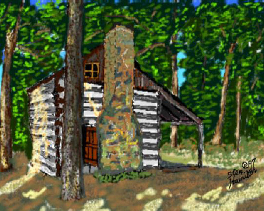 Log Cabin Digital Art by Stan Hamilton