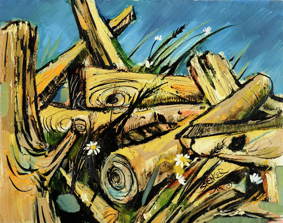 Log Pile Painting by Steve Spencer