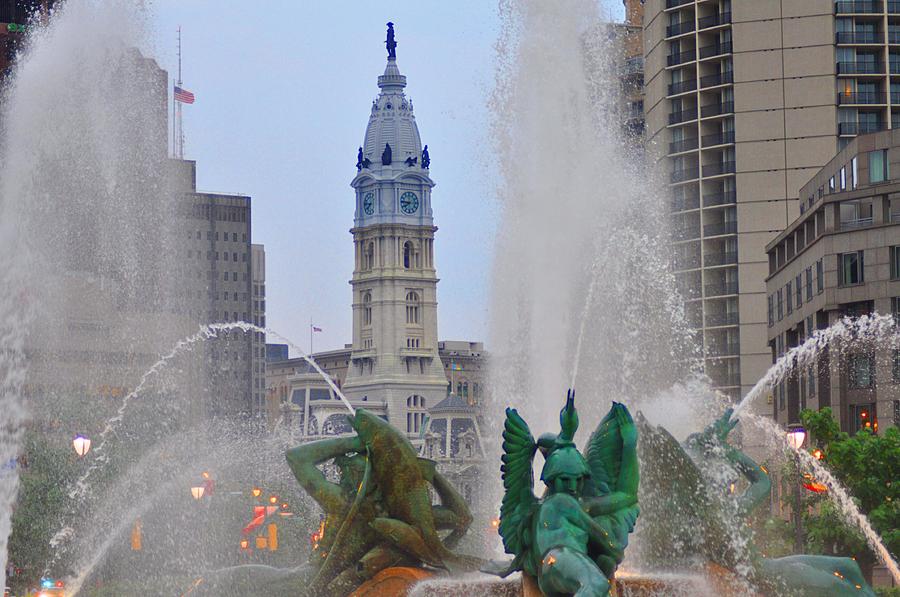 Logan Circle Fountain with City Hall in Backround 2 Photograph by Bill Cannon