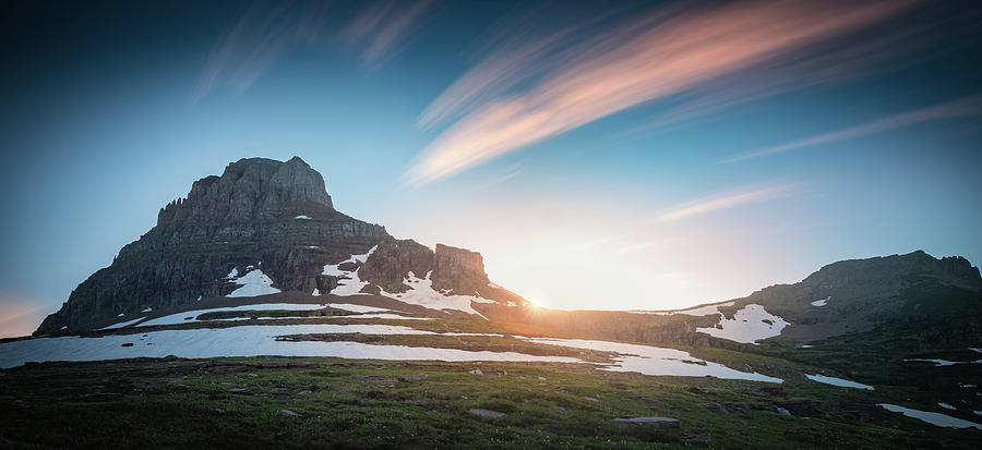 Logan pass sunset with long exposure Photograph by William Lee