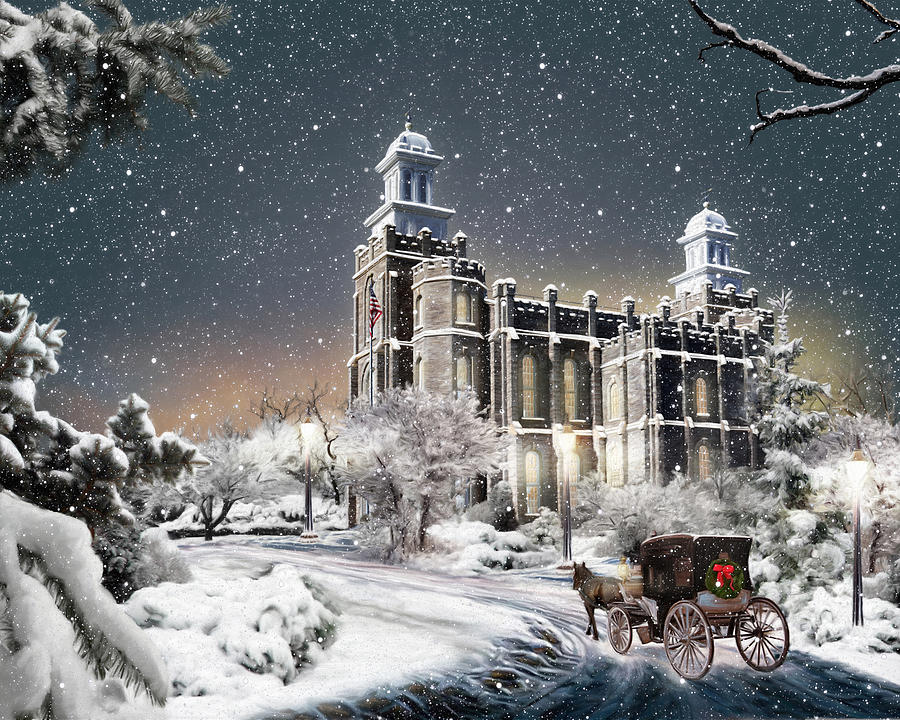Logan Temple - Old Time Christmas Painting by Brent Borup