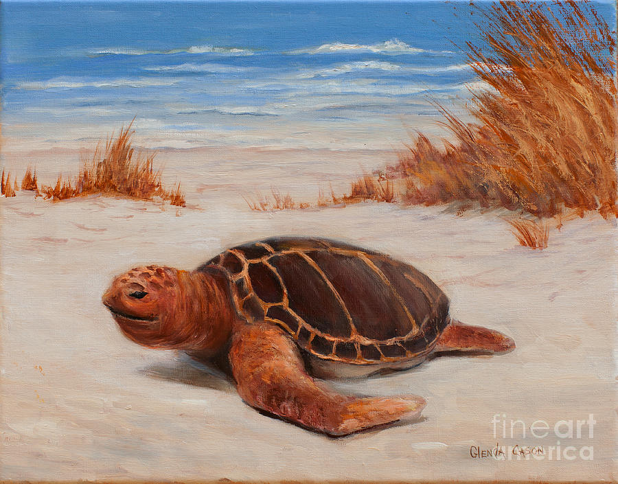 Loggerhead Turtle Painting by Glenda Cason