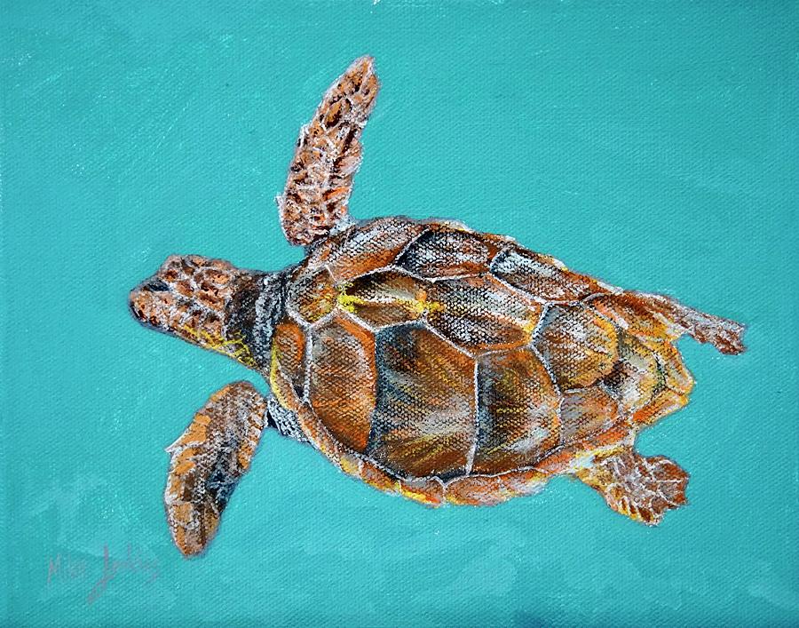Loggerhead Turtle Study Painting by Mike Jenkins