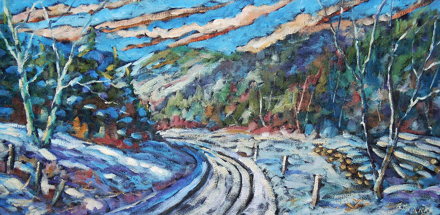 Winter Painting - Loggers Road  by Richard T Pranke