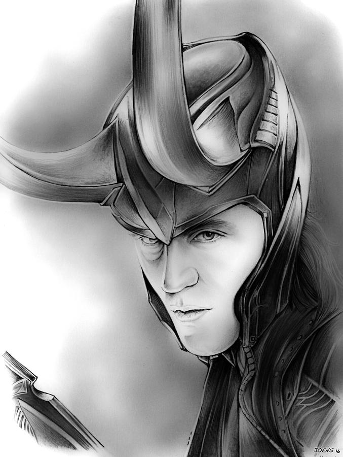 Hiddleston Drawing - Loki by Greg Joens