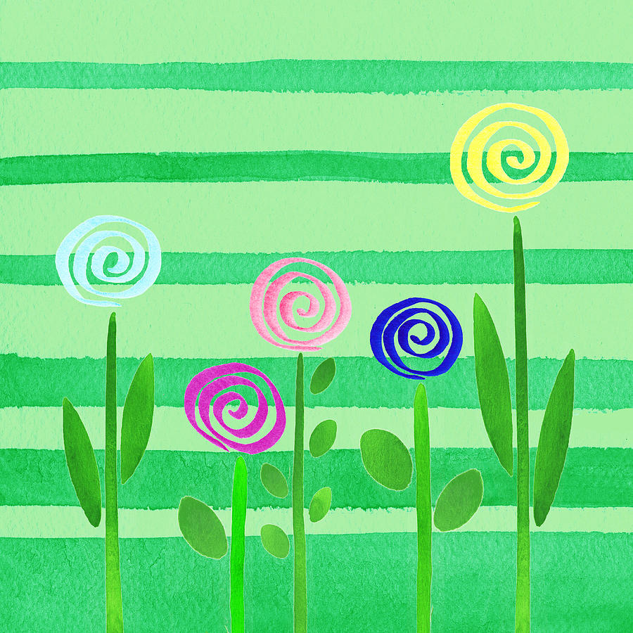 Lollipop Summer Garden Painting by Irina Sztukowski