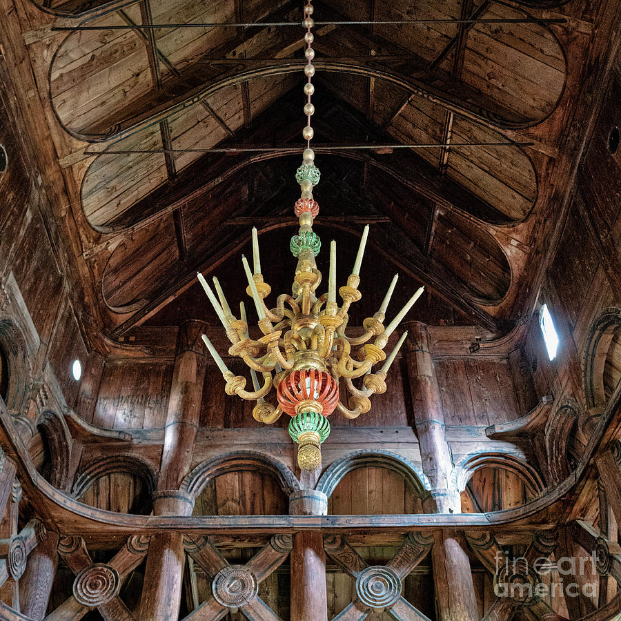 Lom Stave Church chandelier Photograph by Izet Kapetanovic