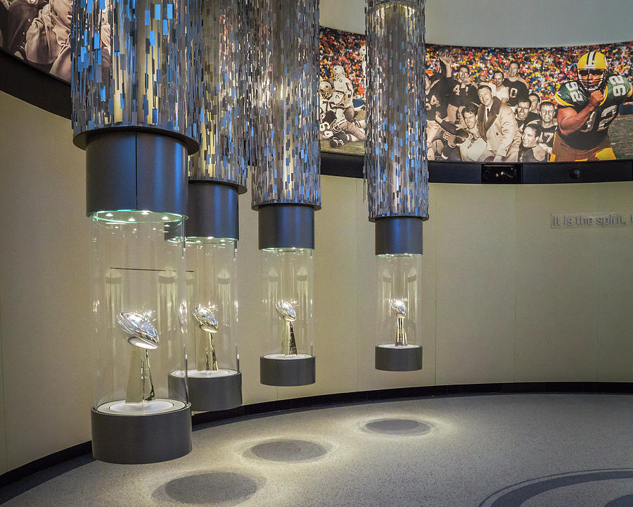 Lombardi Trophy Lineup at Packers Hall of Fame Photograph by Bill Pevlor