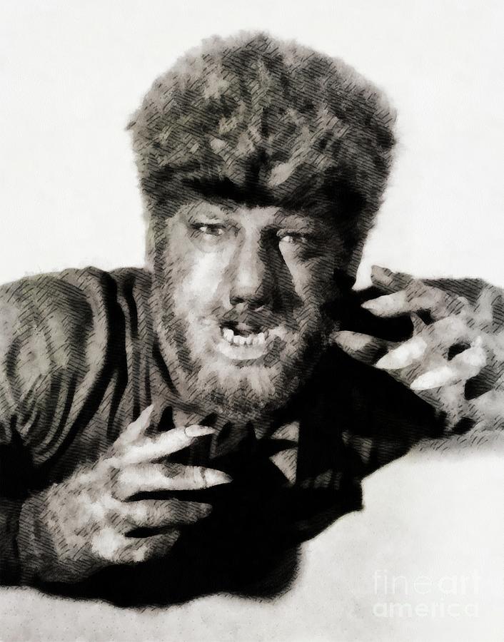 Lon Chaney, Jr. As Wolfman Painting