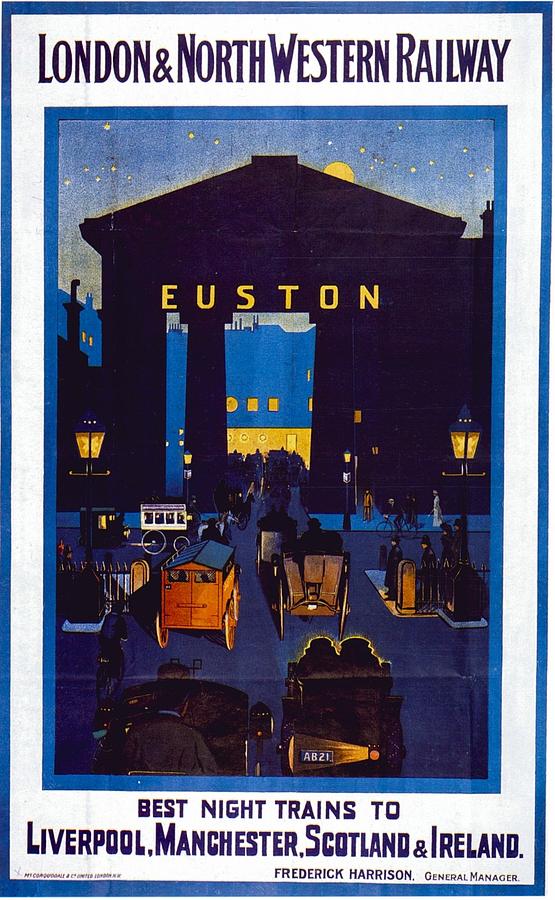 London Mixed Media - London and North Western Railway - Night Trains - Retro travel Poster - Vintage Poster by Studio Grafiikka
