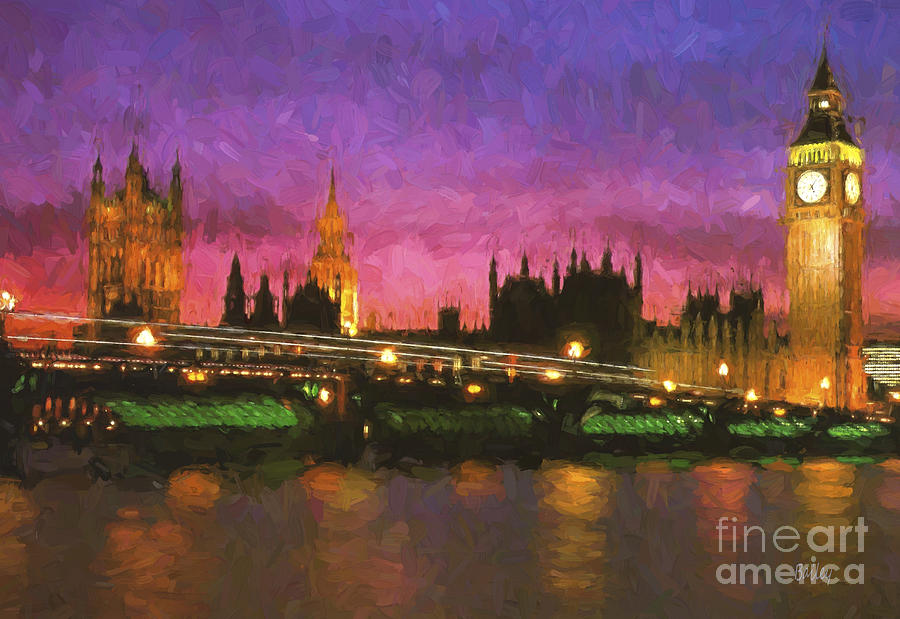 London At Night Painting by Steve Bailey