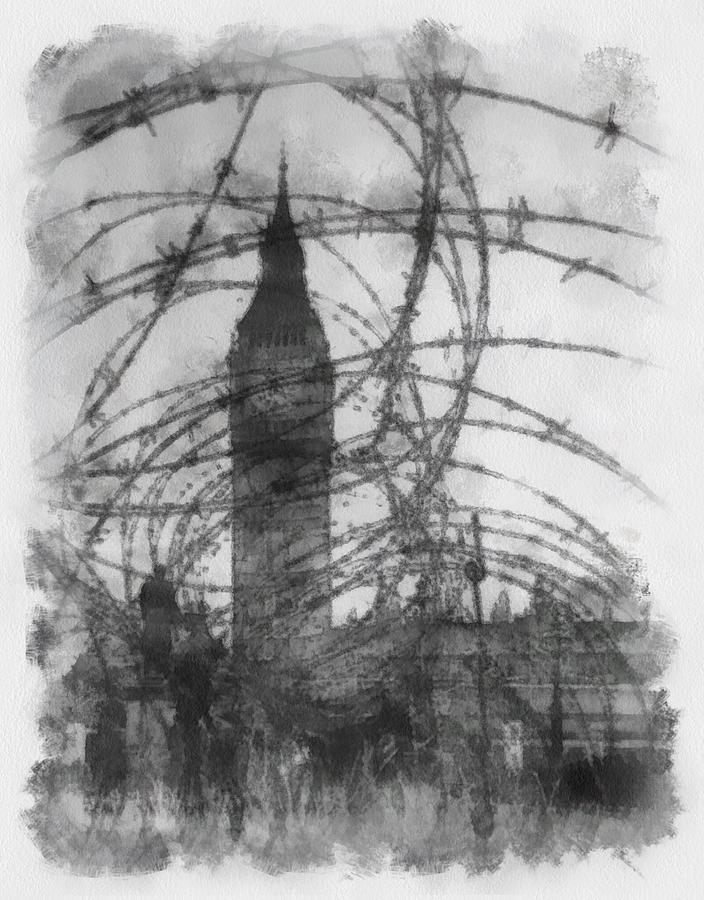 London Painting - London Big Ben During WWII by Esoterica Art Agency