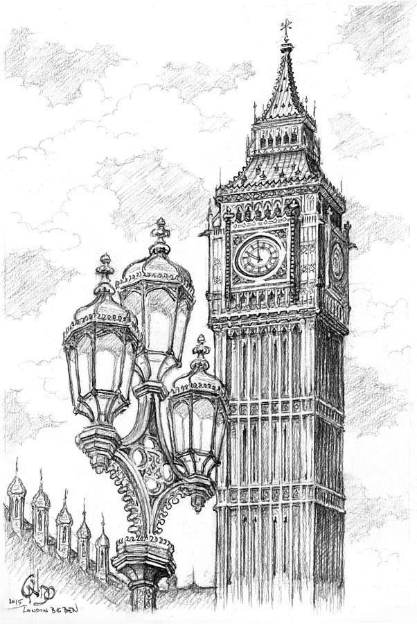 London Big Ben Drawing by Vlado Ondo Pixels
