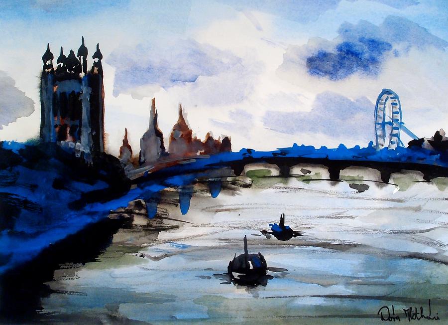 London Blue - Art by Dora Hathazi Mendes Painting by Dora Hathazi Mendes