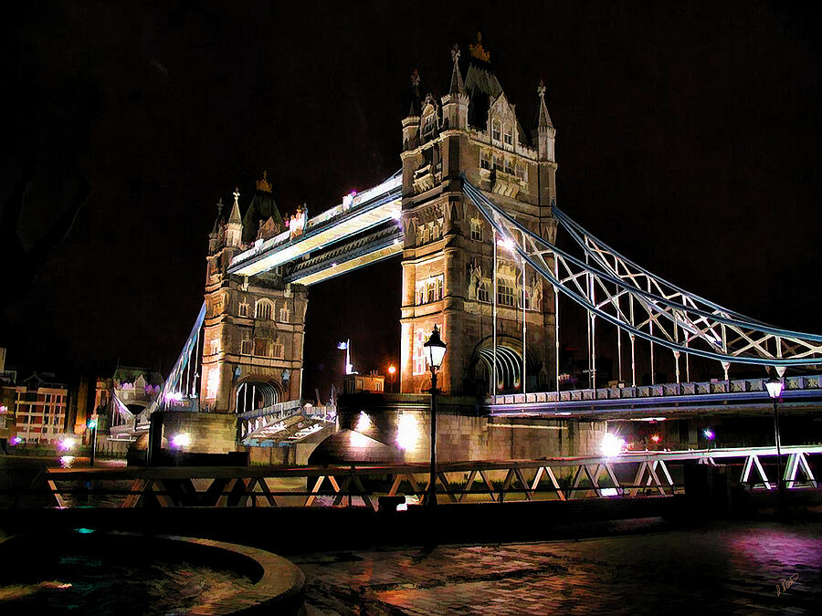 London Painting - London Bridge at Night by Dean Wittle