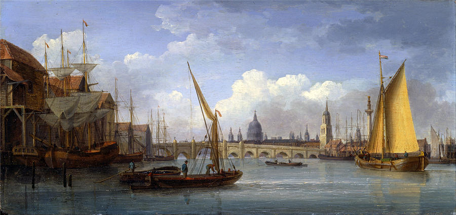 London Bridge with St Pauls Cathedral in the distance  Painting by William Anderson