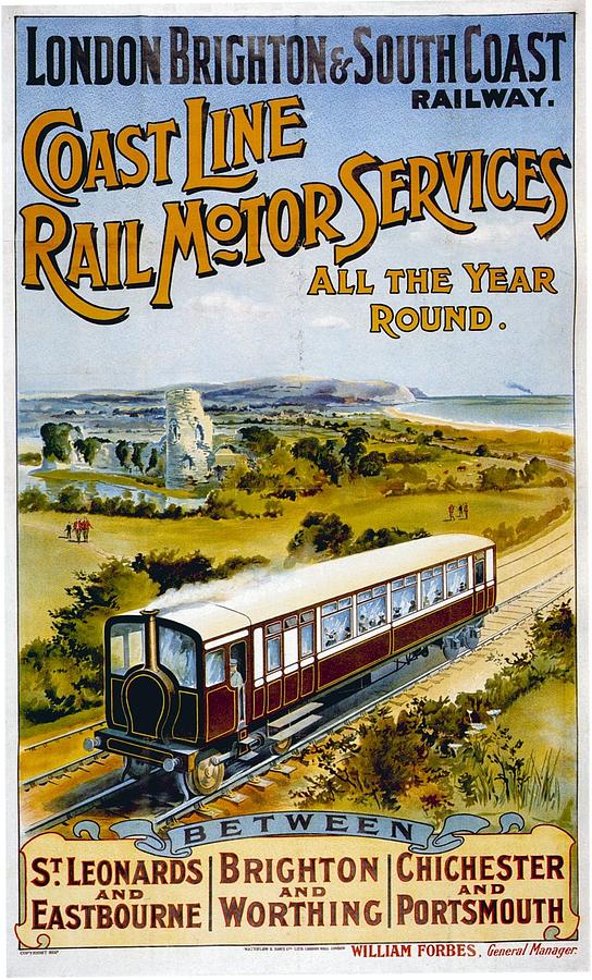 London Brighton and South Coast Railway - Retro travel Poster - Vintage Poster Mixed Media by Studio Grafiikka