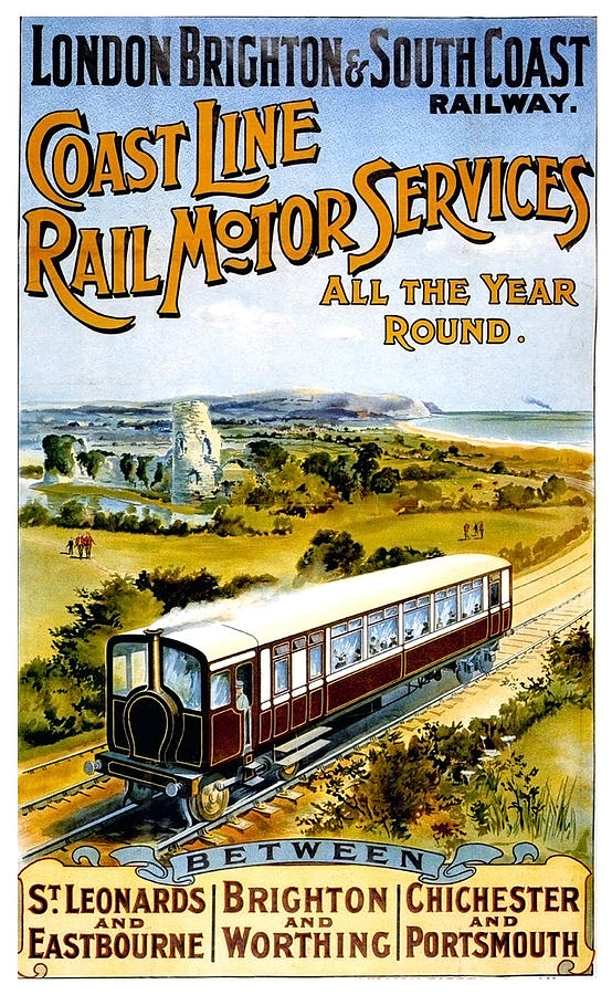 London, Brighton and South Coast Railway, travel Poster Painting by Long Shot