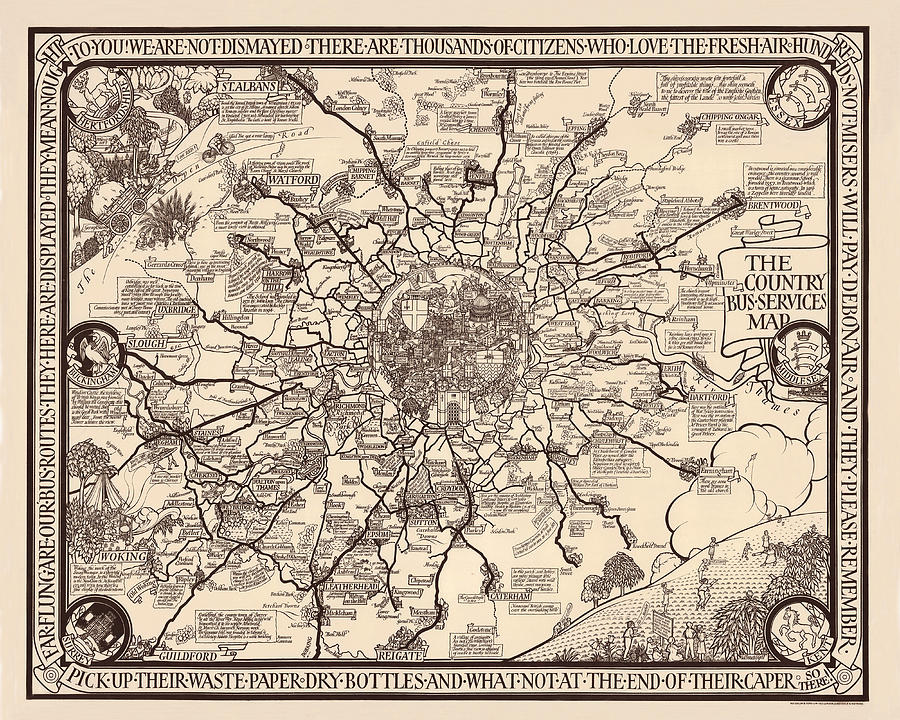 London Bus Map 1928 Photograph by Andrew Fare