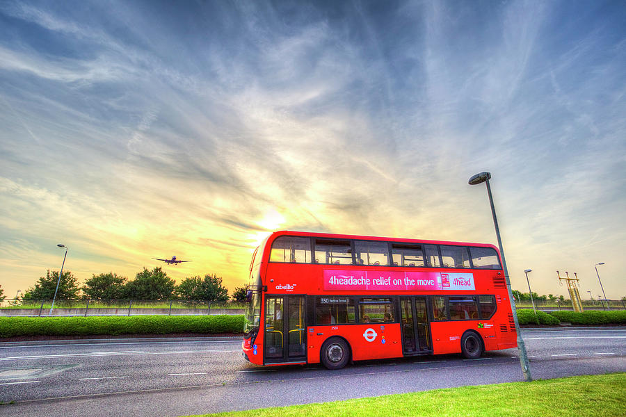 London Bus Sunset Photograph by David Pyatt