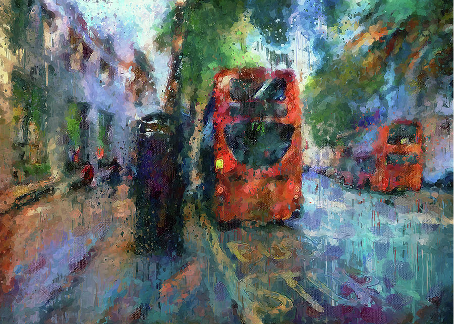 London Buses Stop Digital Art by Yury Malkov