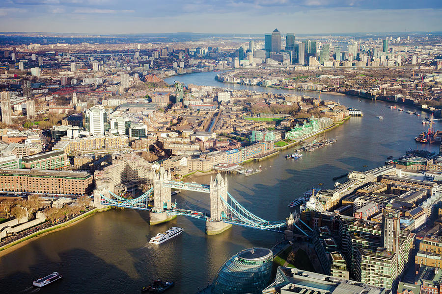 London Photograph - London city, aerial view with Tower Bridge and Thames river by Ioan Panaite