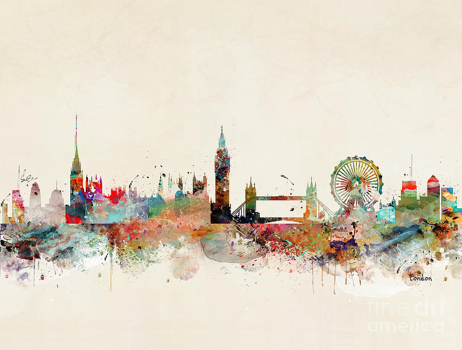 London City Skyline Painting by Bri Buckley