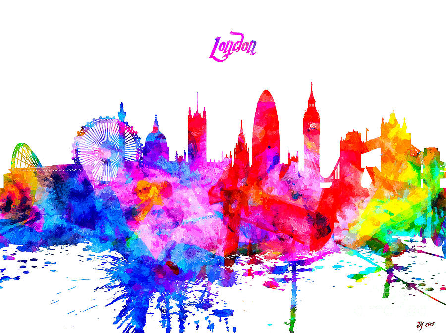 London Colorful Skyline Mixed Media