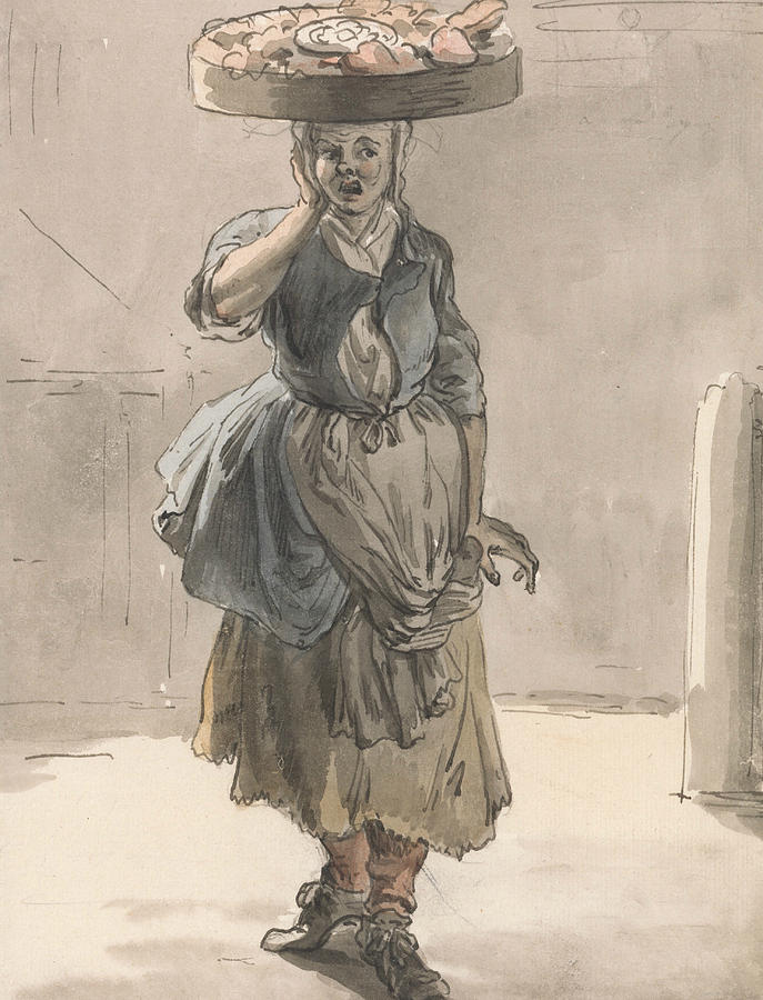 London Cries - A Girl with a Basket on Her Head Painting by Paul Sandby