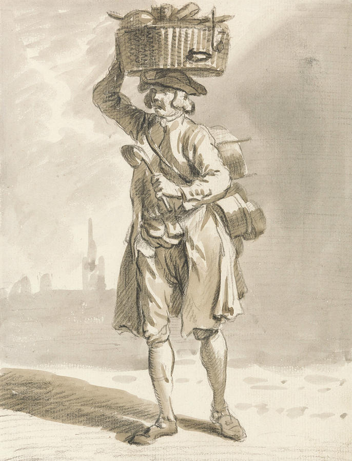 London Cries - A Man with a Basket  Drawing by Paul Sandby